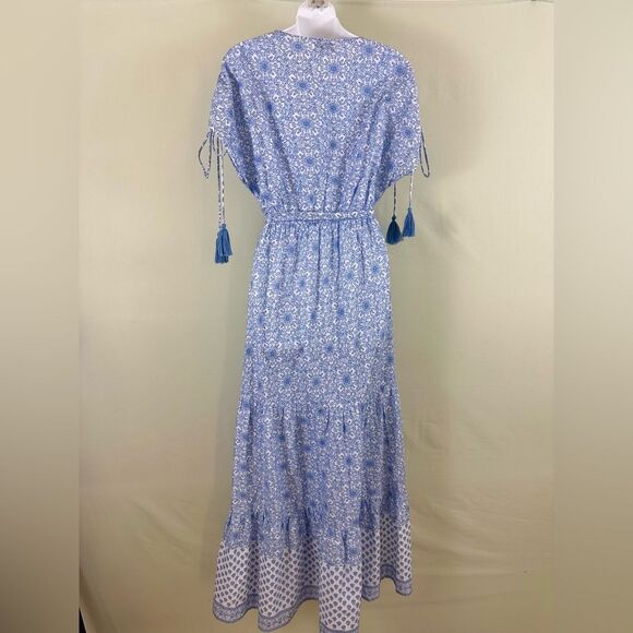 Pia Rossini Blue White Bohemian Summer Maxi Dress Cover Up - Picture 2 of 8